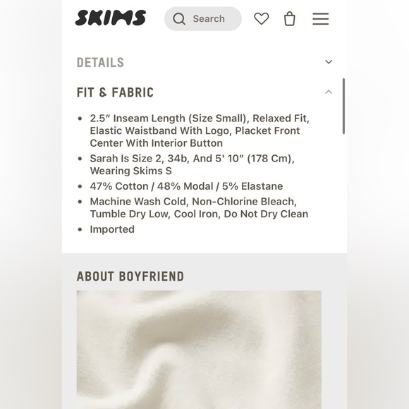 NWT Skims Boyfriend Loose Boxer Shorts Onyx Size M - Picture 6 of 6